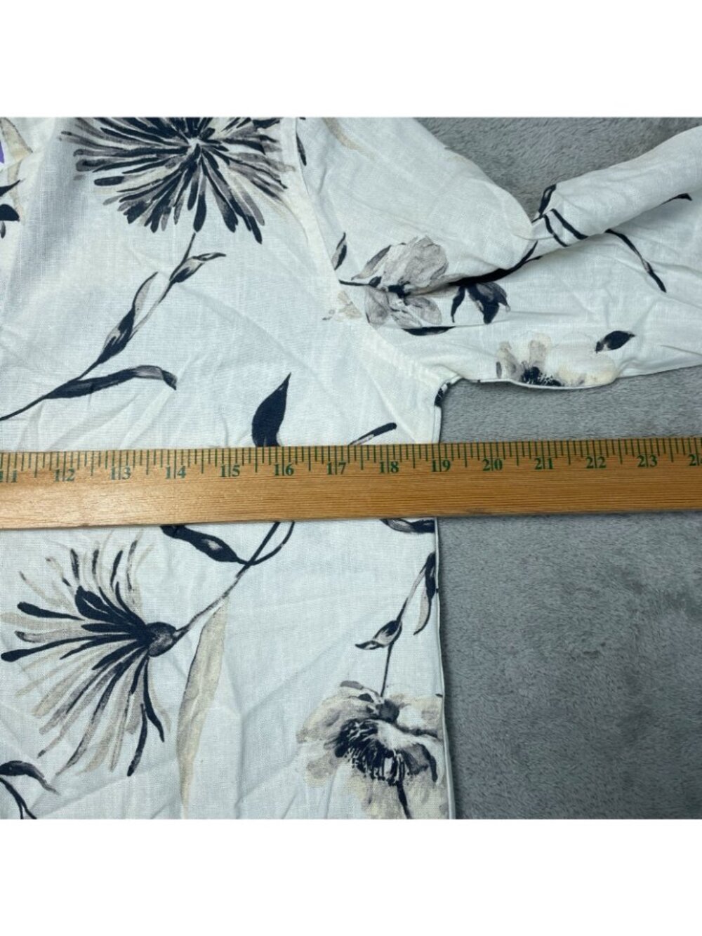 NWT Matty M Women's XS Linen Blend Floral Button-Down Shirt 3/4 Sleeve G2240 - Picture 6 of 11